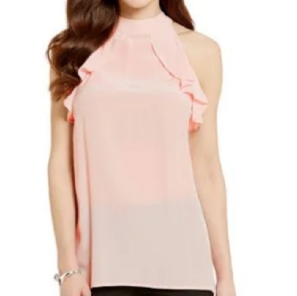 Antonio Melani Blush Pink Sleeveless Vanessa Ruffle Blouse